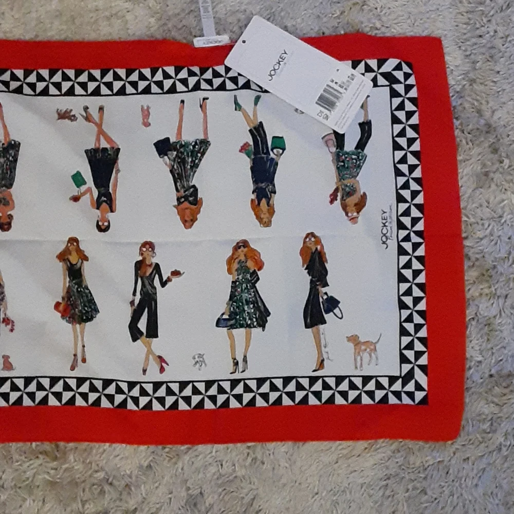 Jockey Person to Person Sketches rectangular scarf red black white 40